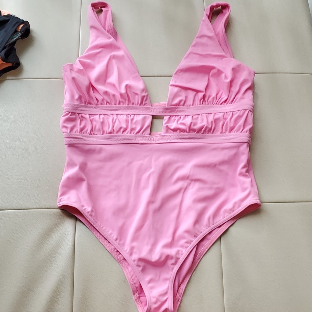 Asos Pink V Cut One Piece.  10
